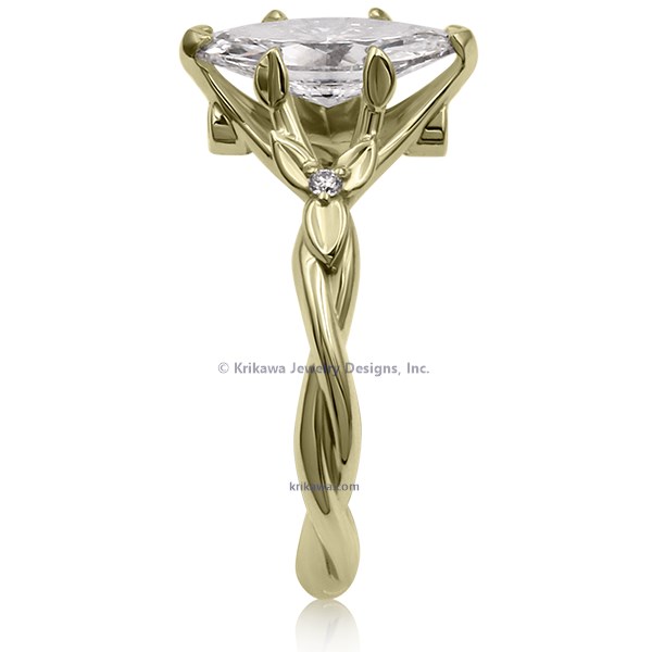 Twisted Leaf Engagement Ring 18k Green Gold