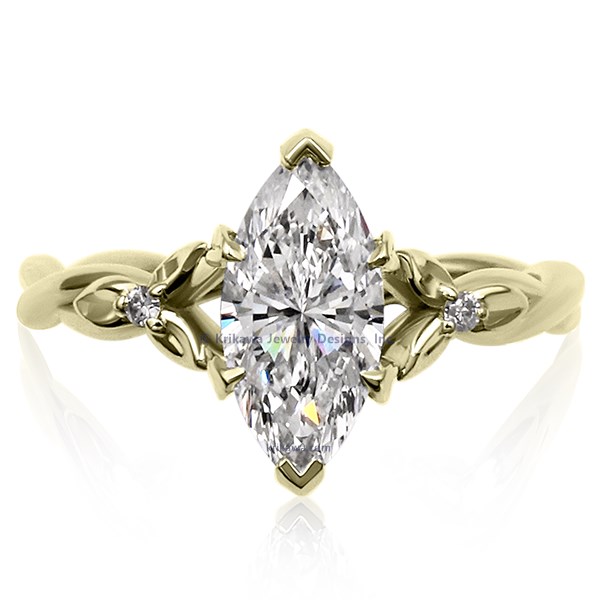 Twisted Leaf Engagement Ring 18k Green Gold