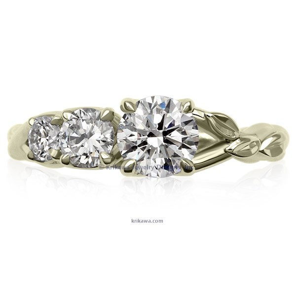 Triple Twist Engagement Ring 10k Green Gold