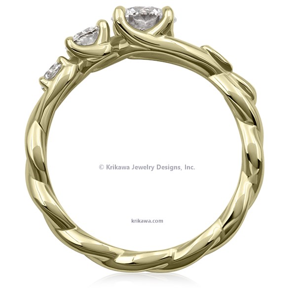 Triple Twist Engagement Ring 18k Green Gold