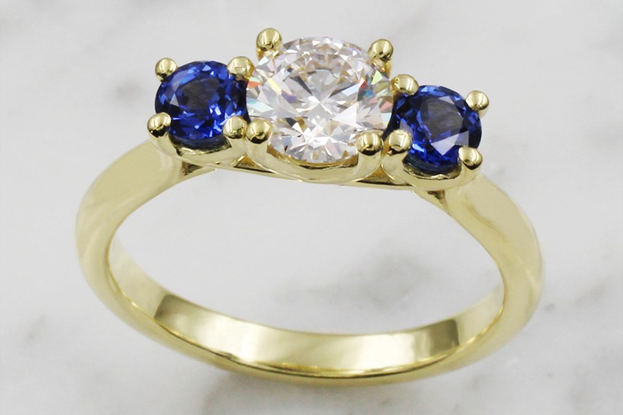Classic Three Stone Trellis Engagement Ring
