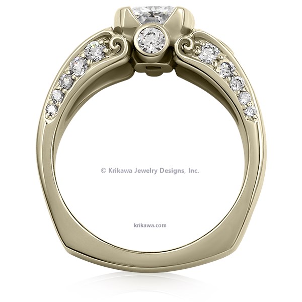 Modern Elegant Carved Curls Engagement Ring