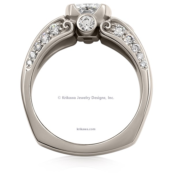 Modern Elegant Carved Curls Engagement Ring