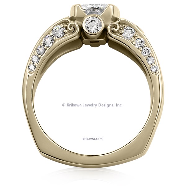 Modern Elegant Carved Curls Engagement Ring