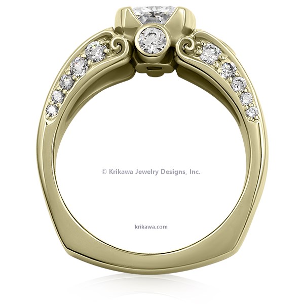 Modern Elegant Carved Curls Engagement Ring