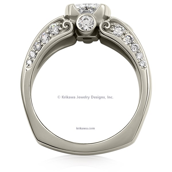 Modern Elegant Carved Curls Engagement Ring
