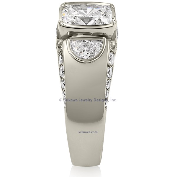 Modern Elegant Carved Curls Engagement Ring
