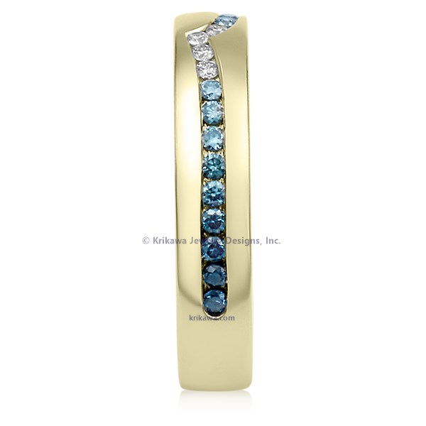 White and Royal Ocean Diamond Wave Straight Wedding Band