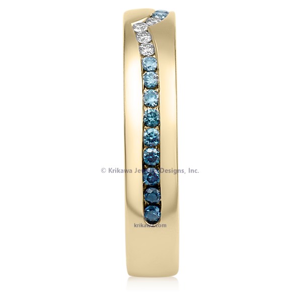 White and Royal Ocean Diamond Wave Straight Wedding Band