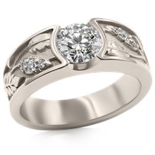 Flush Rose Leaf Engagement Ring