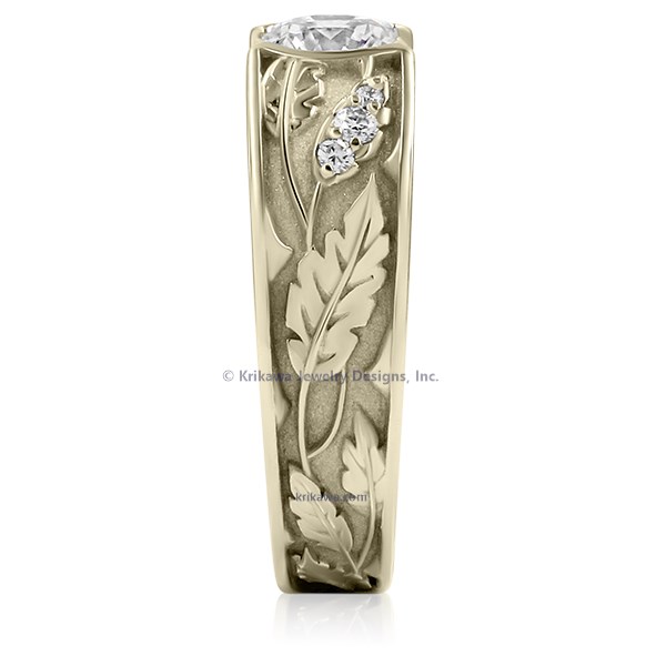 Flush Rose Leaf Engagement Ring