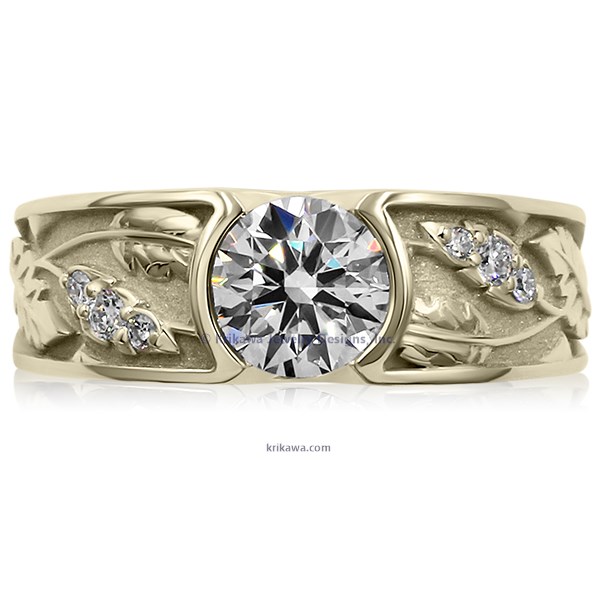 Flush Rose Leaf Engagement Ring