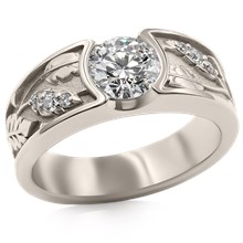 Flush Rose Leaf Engagement Ring