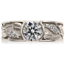 Flush Rose Leaf Engagement Ring - top view