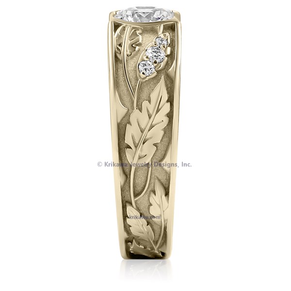 Flush Rose Leaf Engagement Ring