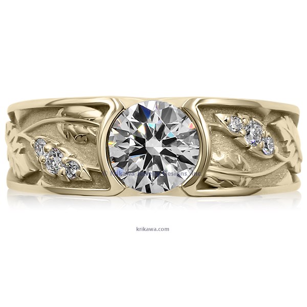 Flush Rose Leaf Engagement Ring