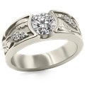 Flush Rose Leaf Engagement Ring