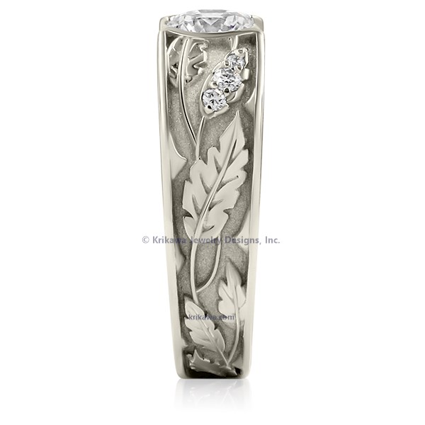 Flush Rose Leaf Engagement Ring