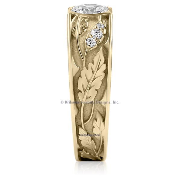 Flush Rose Leaf Engagement Ring