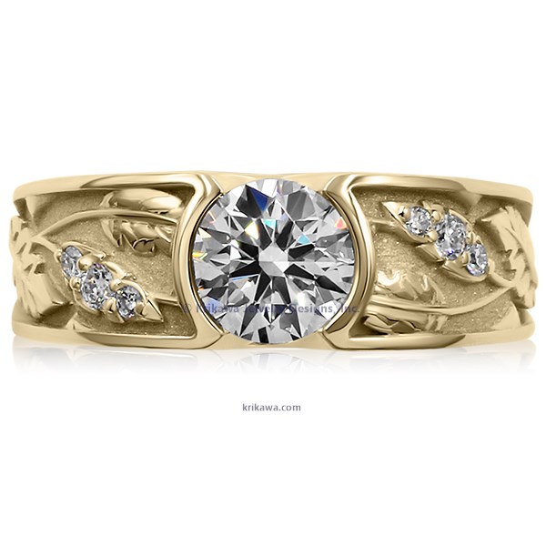 Flush Rose Leaf Engagement Ring