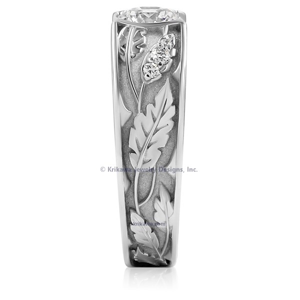 Flush Rose Leaf Engagement Ring