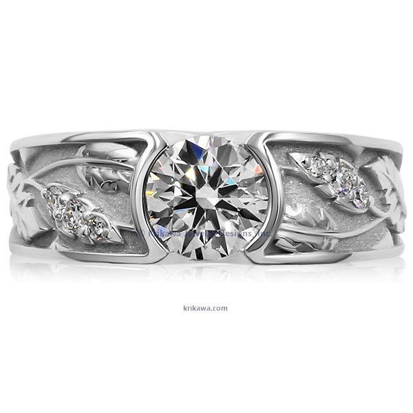 Flush Rose Leaf Engagement Ring