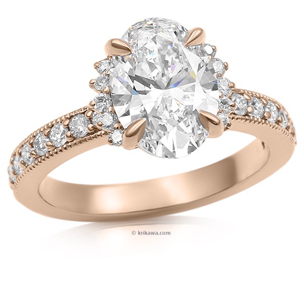 Vintage Floating Halo Engagement Ring with Ornate Detail