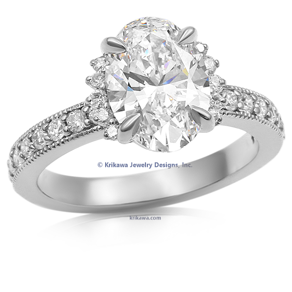 Vintage Floating Halo Engagement Ring in Platinum