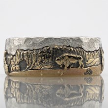 Arches Bryce Zion Mountain Wedding Band - top view