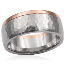 Two Tone Hammered Wedding Band