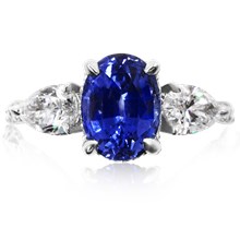 Three Stone Hidden Halo Engagement Ring - top view