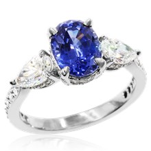 Three Stone Hidden Halo Engagement Ring