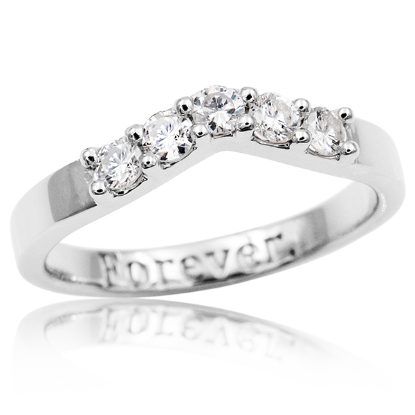 Custom Contoured Band with Diamonds
