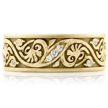 Old World Diamond Wedding Band - top view