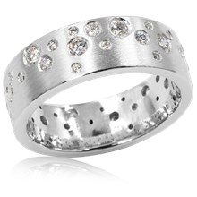 Raining Scattered Diamonds Wedding Band