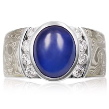 Mokume Heirloom Cabochon Engagement Ring - top view