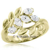 Laurel Leaf Diamond Wedding Band