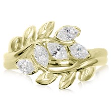 Laurel Leaf Diamond Wedding Band - top view