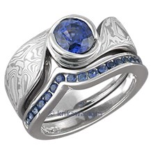 Mokume Swirl Engagement Ring Bridal Set