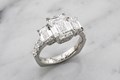 Emerald Cut Three Stone Engagement Ring