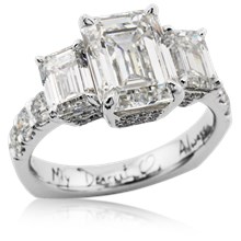 Emerald Cut Three Stone Engagement Ring