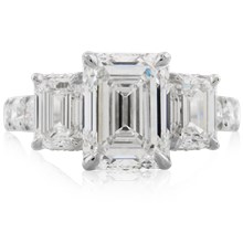 Emerald Cut Three Stone Engagement Ring - top view