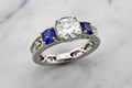 Vintage Three Stone Scrollwork Engagement Ring