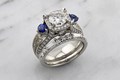 Three Stone Halo Juicy Light Engagement Ring