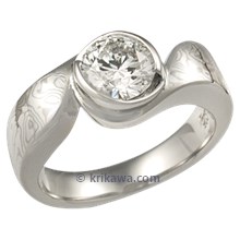 Polished Mokume Swirl Engagement Ring