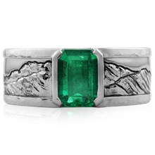 Bezel Mountain Engagement Ring with Rails - top view