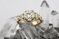 Three Stone Carved Twist Engagement Ring
