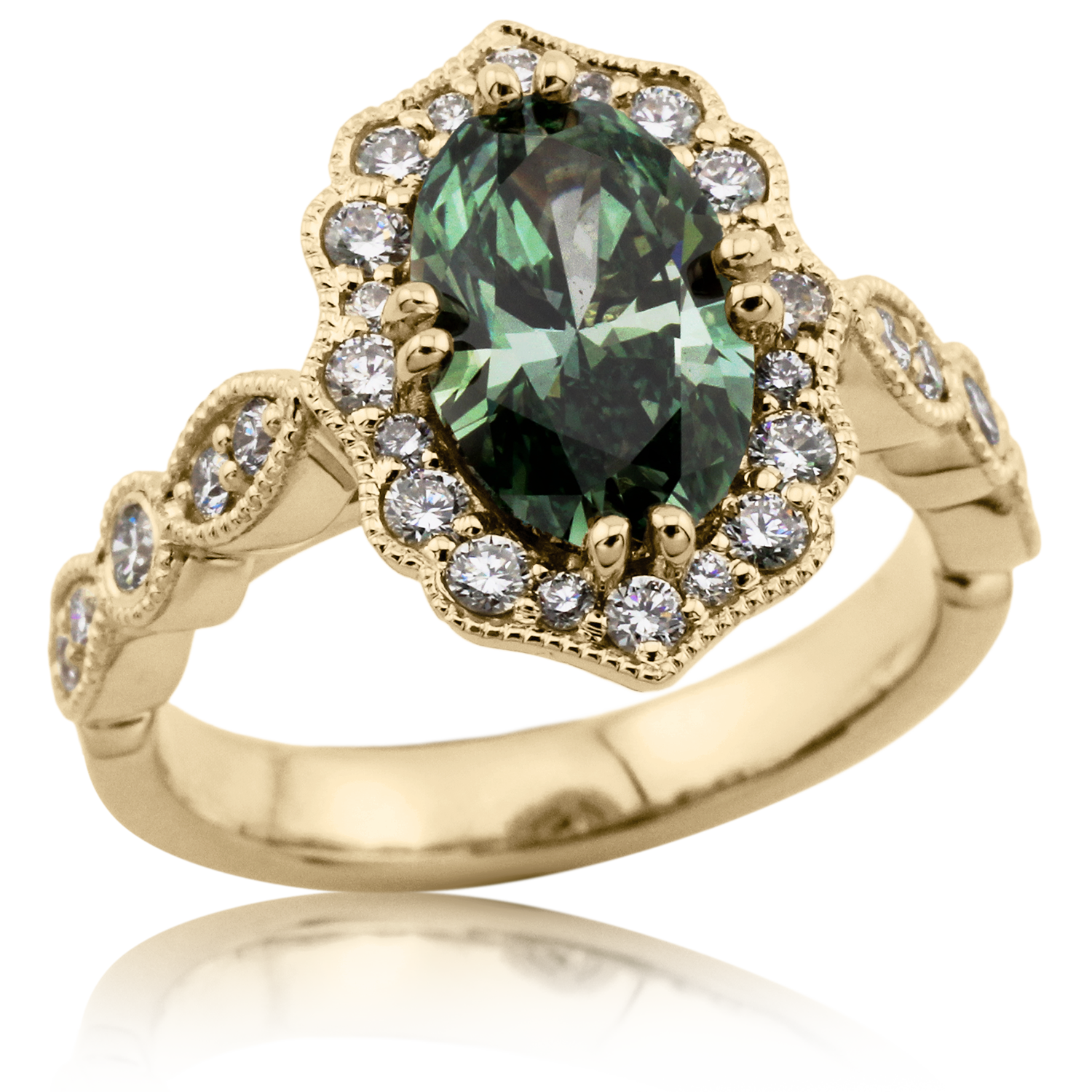 Everly Scalloped Halo Engagement Ring