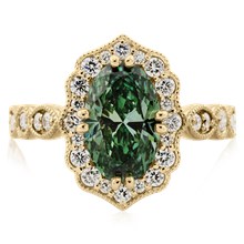 Everly Scalloped Halo Engagement Ring - top view