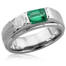 Modern Flush Stone Hammered Engagement Ring